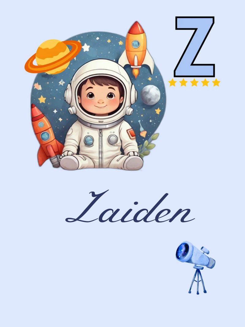 Custom Space Themed Nursery Name Letter Z Astronaut for Boys poster by Cold Wild