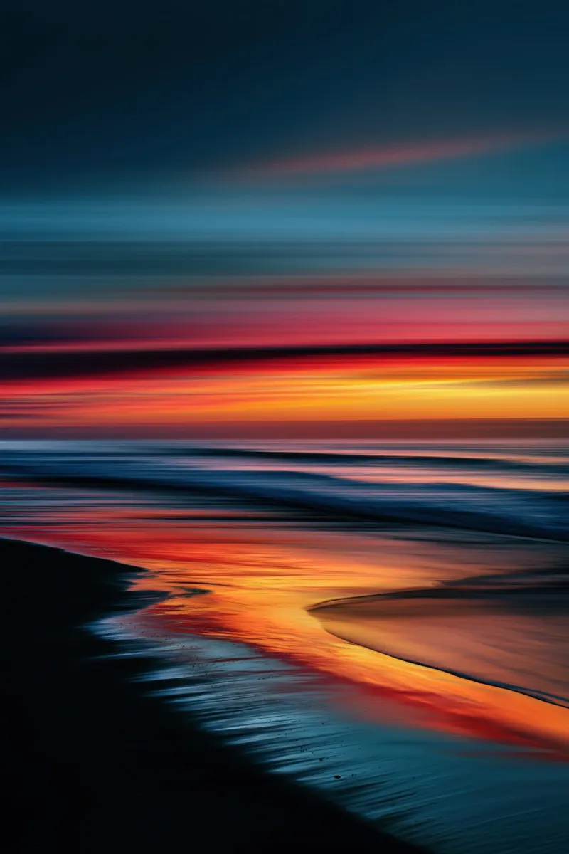 Soleil de minuit sur la plage noire | Peinture photo numérique toile de Autofocus
