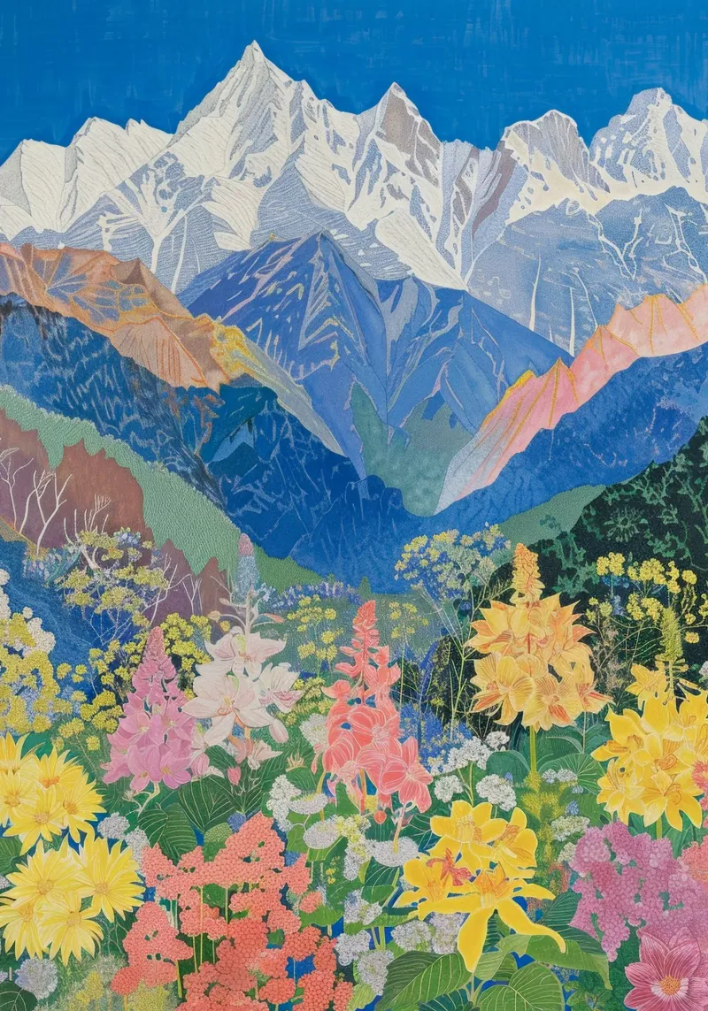 Boho Mountain Poster, bunter Naturdruck Leinwand von Boheme