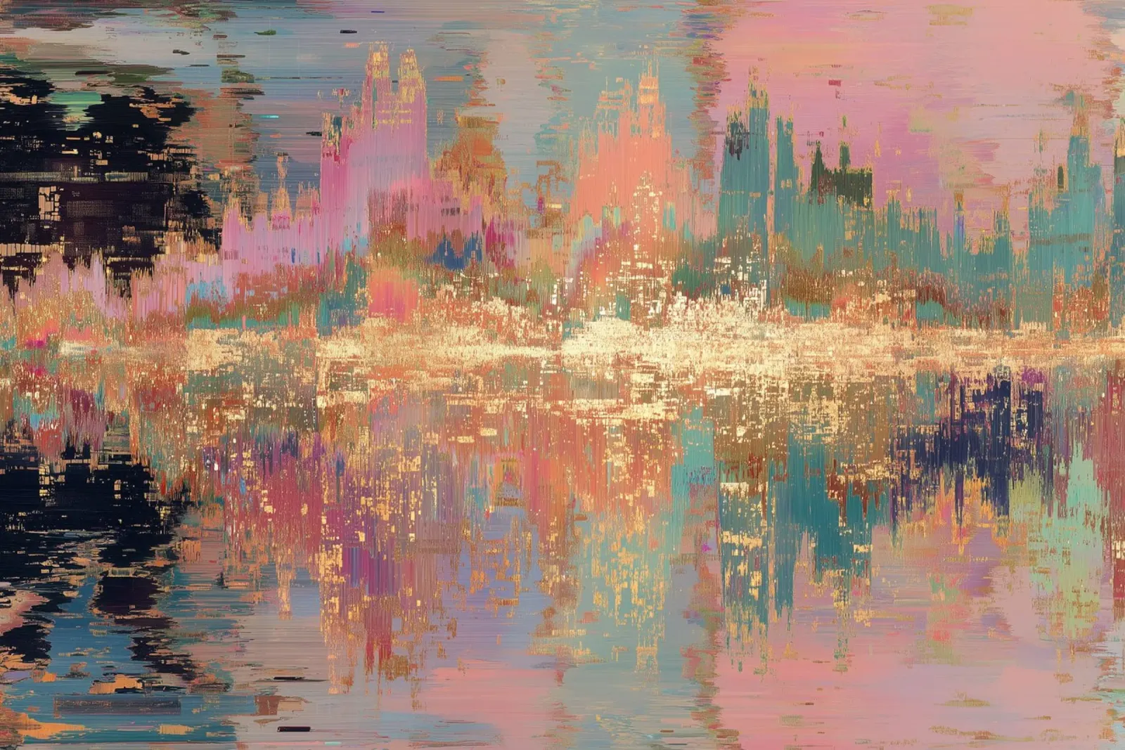 Gouden abstracte dromen canvas met Baklijst van Carinaprint
