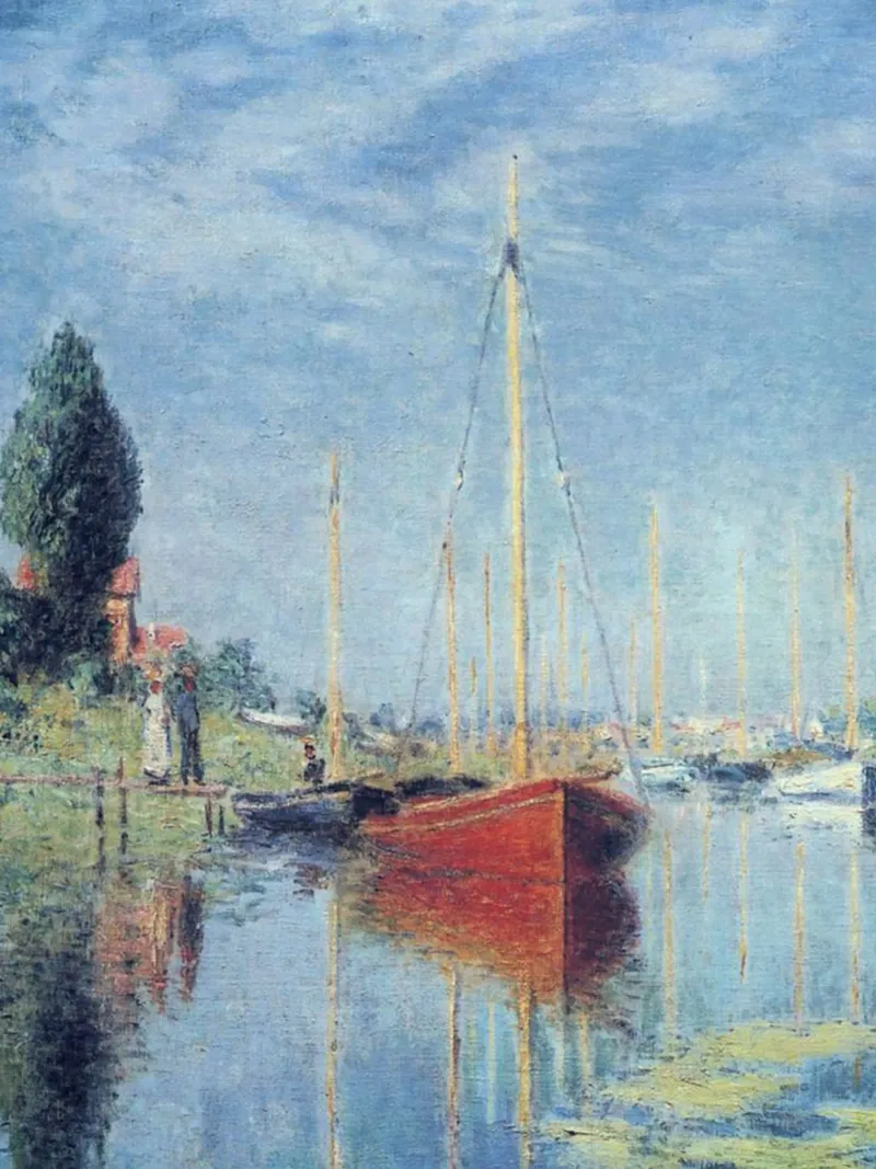 due persone vogliono salire sulla barca claude monet pellicola backlit da belong shop