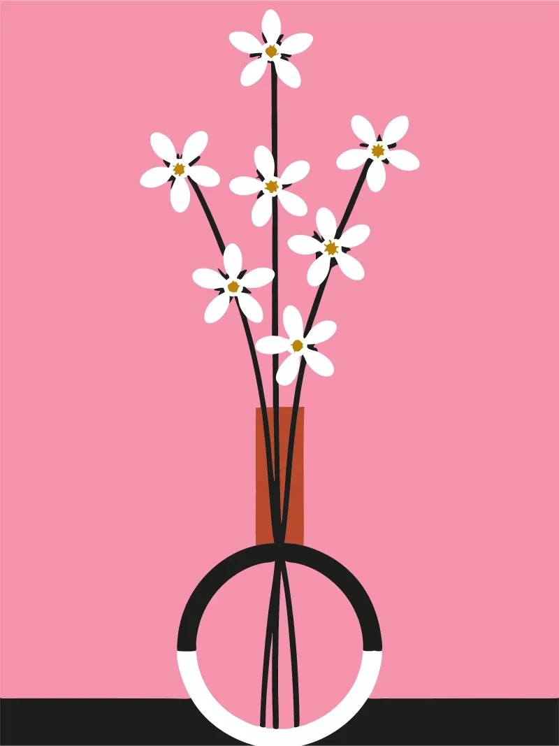 Jasmijnbloem canvas met Baklijst van LOOK DIFFERENT