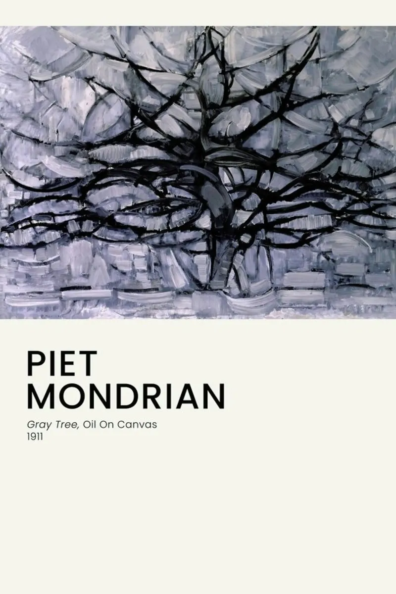 Mondrian - Gray Tree pellicola backlit da Vintage by JUNIQE