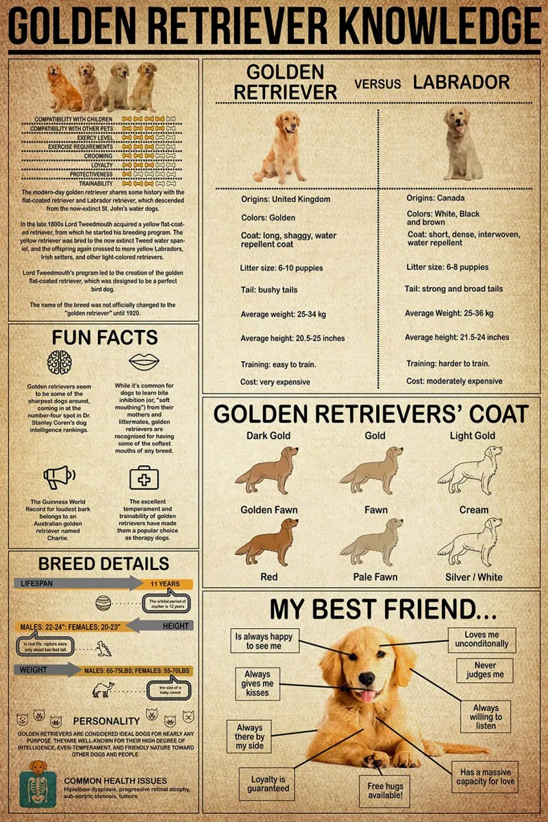 Poster sulla conoscenza del Golden Retriever pellicola backlit da Maritiknowled