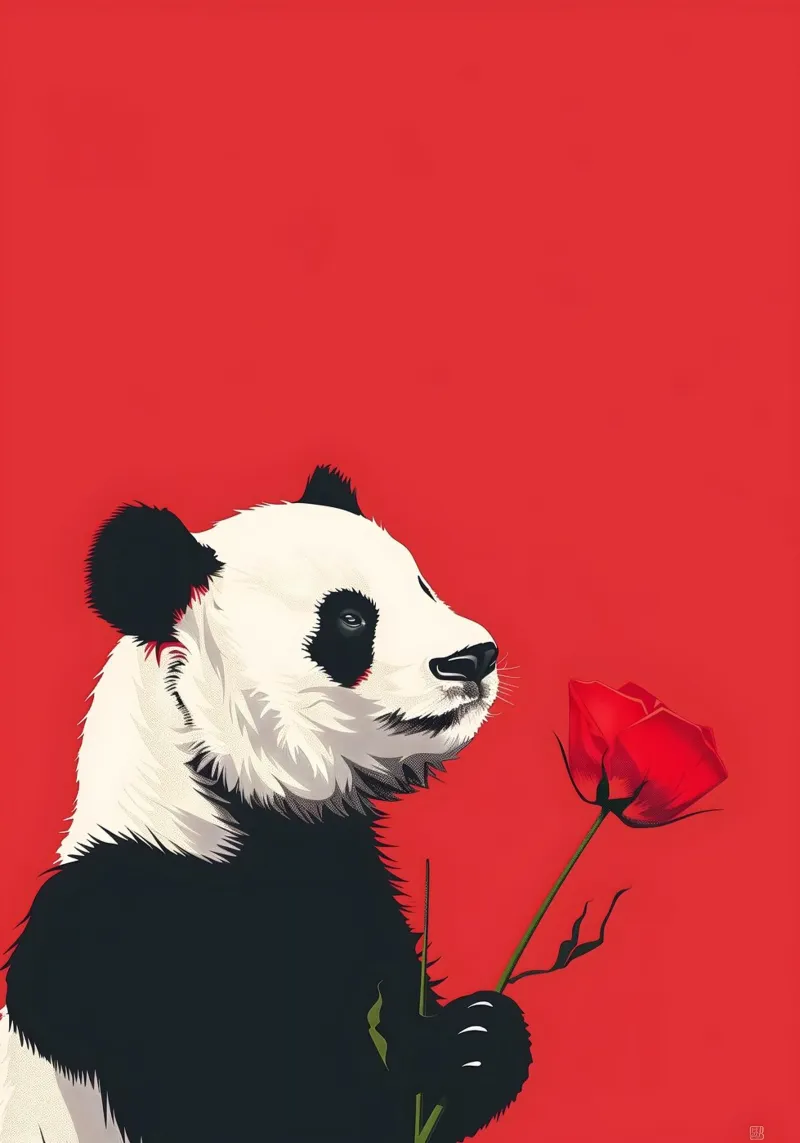 Panda mit Rose pellicola backlit da WILD ART