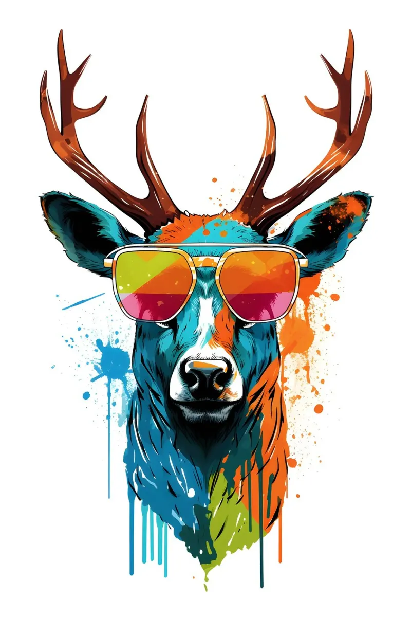 Hirsch mit Sonnenbrille carta hahnemühle da WILD ART