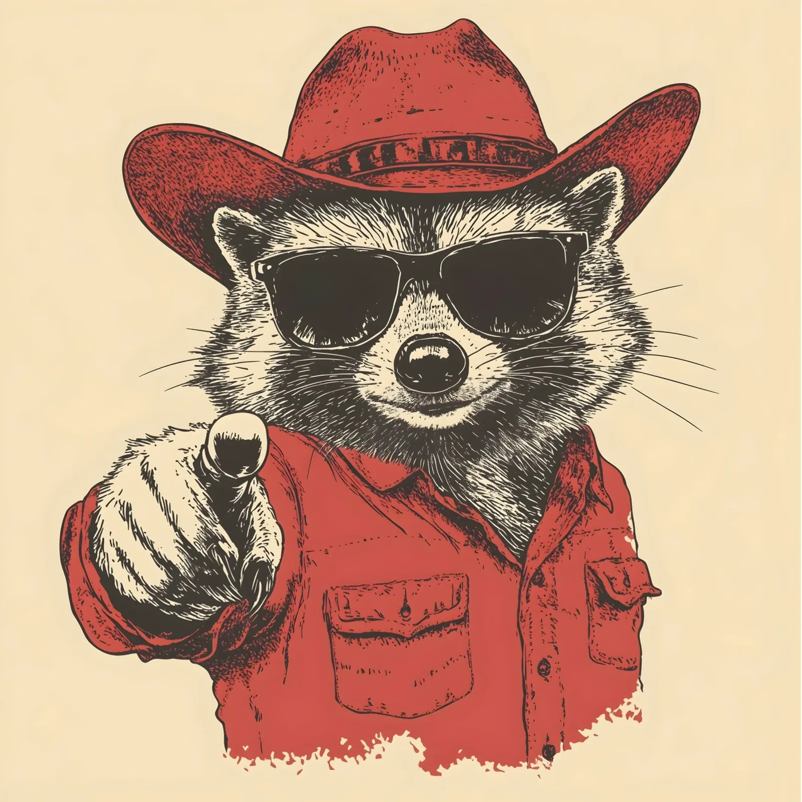 Waschbär Cowboy poster con telaio in plastica da WILD ART