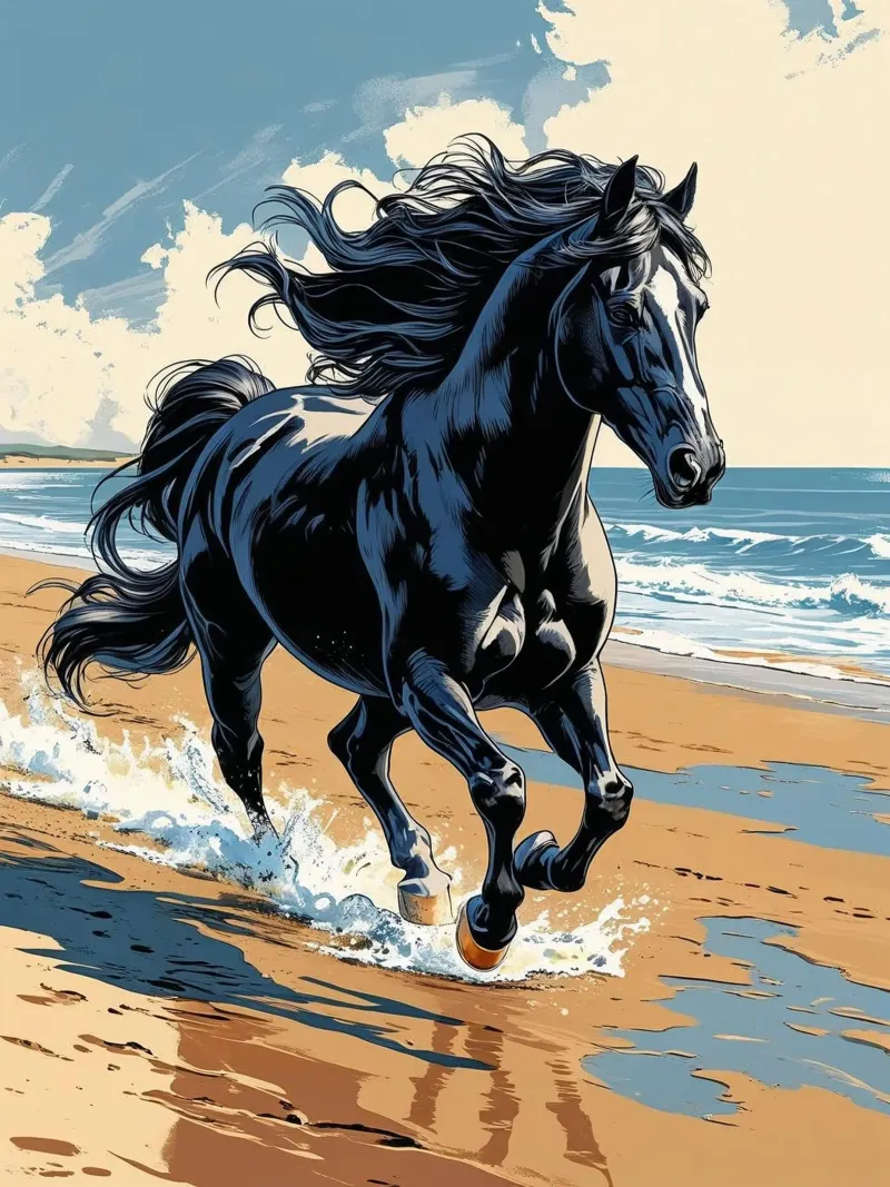 Pferd am Strand plexiglass da Poster Dreams