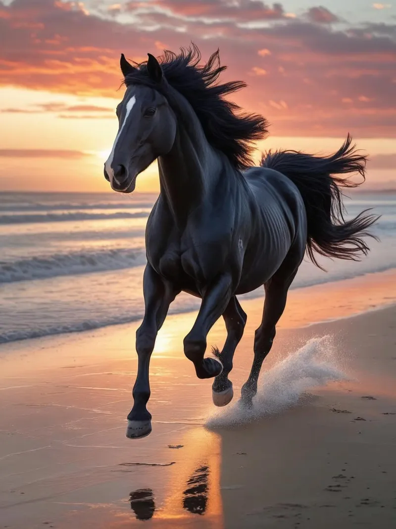 Pferd am Strand carta hahnemühle da Poster Dreams