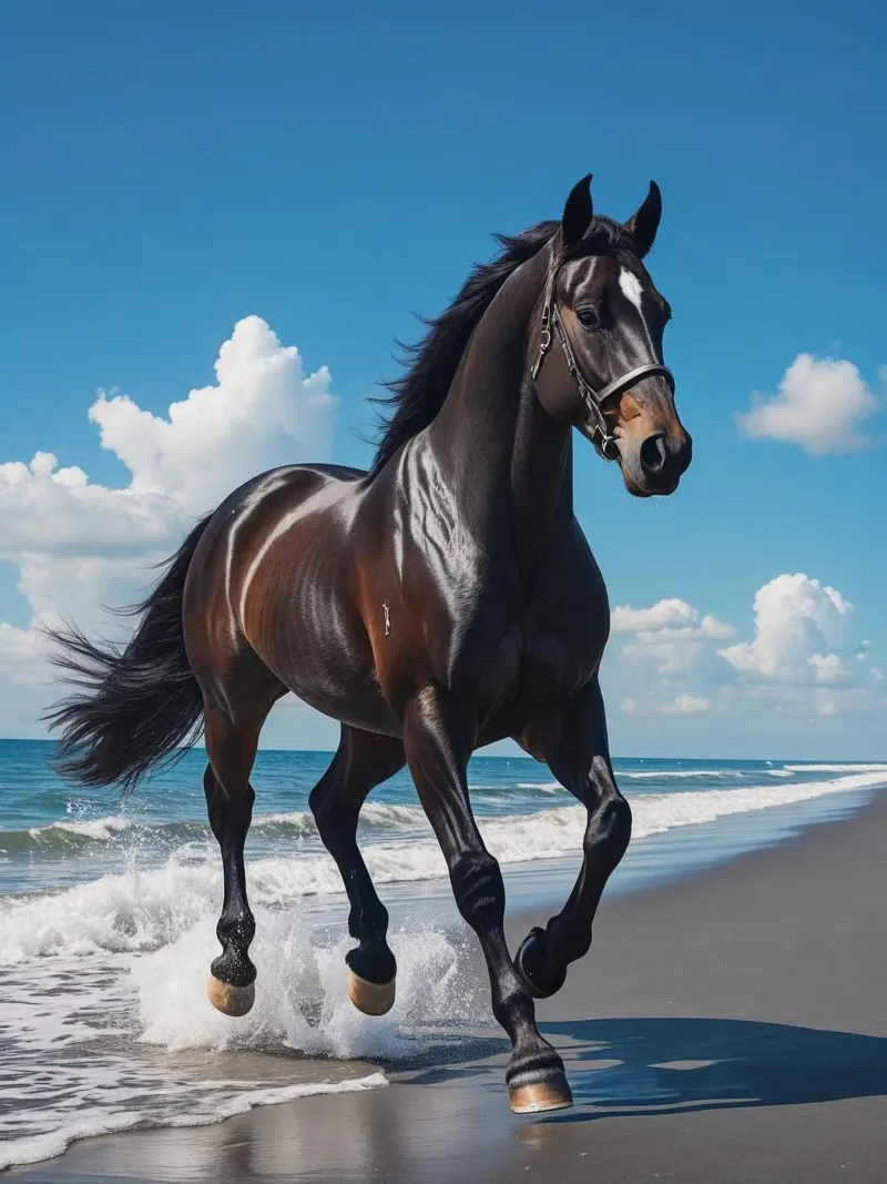 Pferd am Strand carta hahnemühle da Poster Dreams