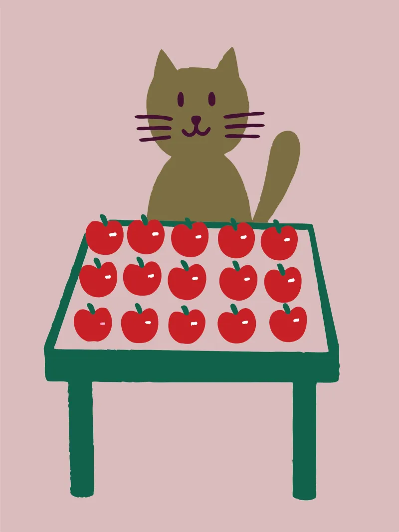 Katten die appels verkopen canvas met Baklijst van TRENDY POSTER SHOP