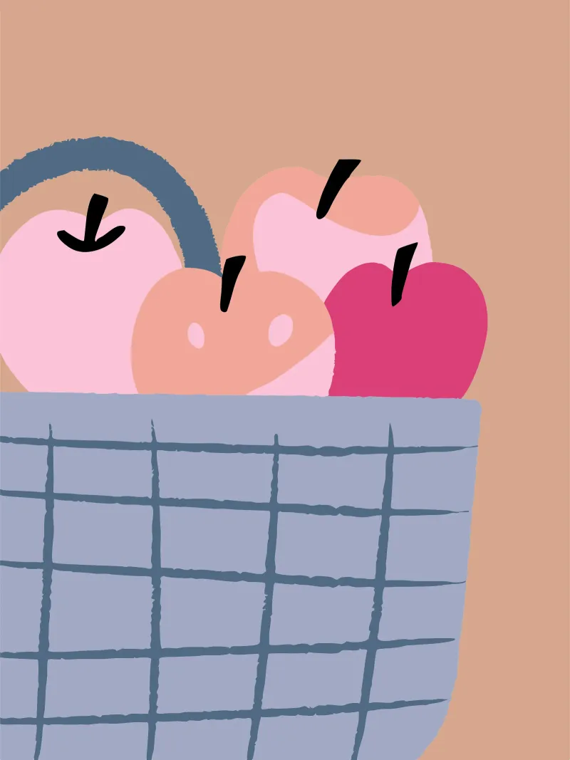Apfel Obst in einem Korb Hahnemühle von TRENDY POSTER SHOP
