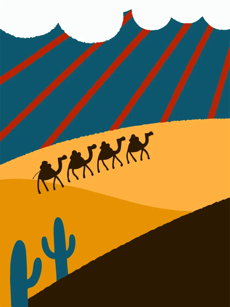 Cammelli e cactus pellicola backlit da TRENDY POSTER SHOP