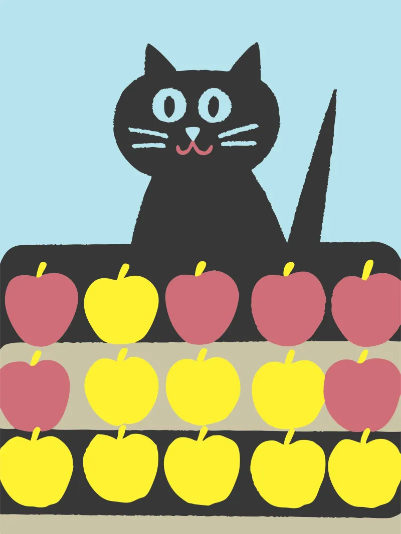 Katten verkopen appels canvas met Baklijst van TRENDY POSTER SHOP