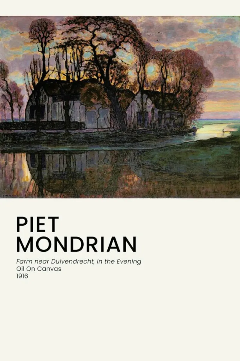 Mondrian - Farm Near Duivendrecht, in the Evening pellicola backlit da Vintage by JUNIQE