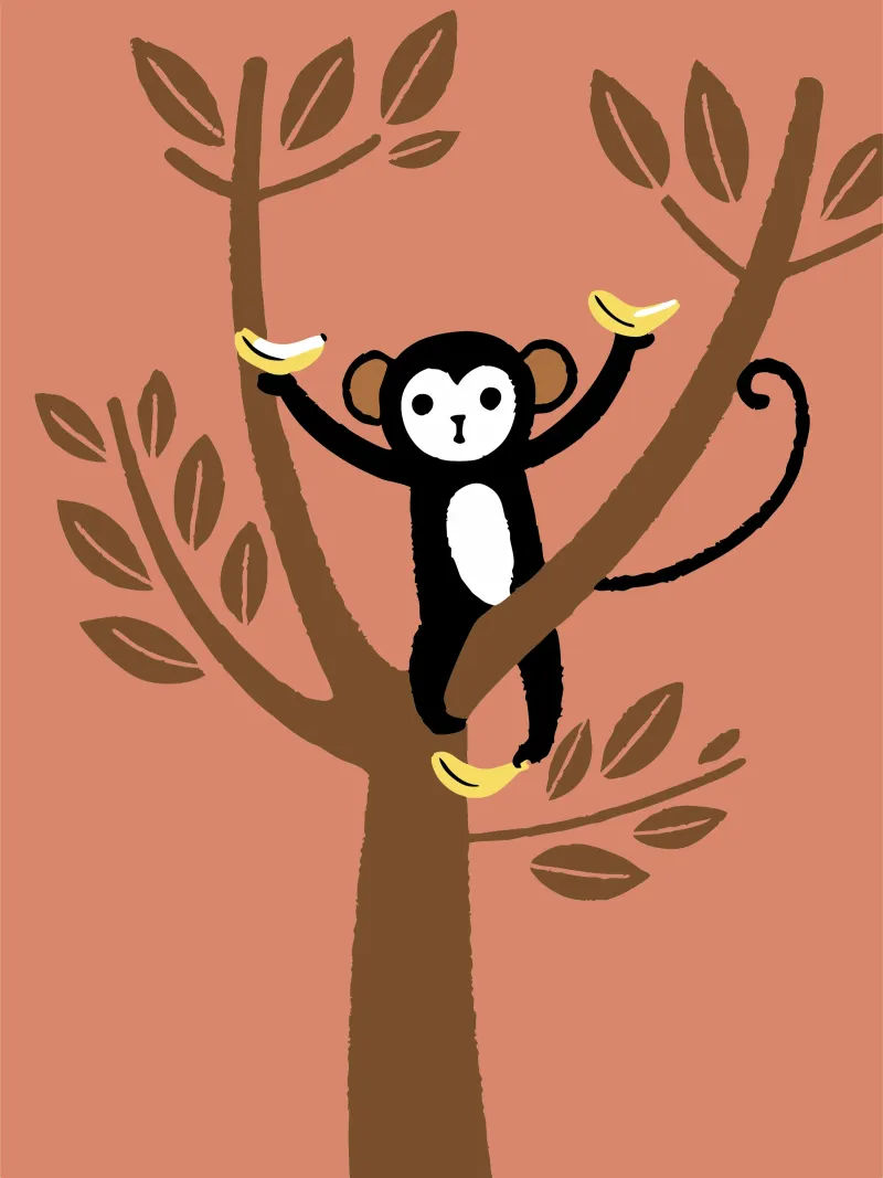 Scimmie e banane pellicola backlit da TRENDY POSTER SHOP