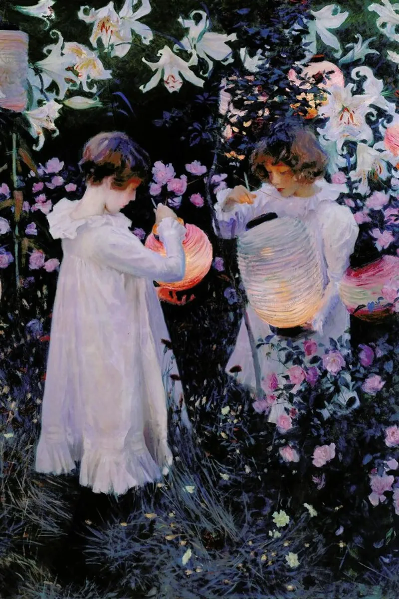 Singer Sargent -  Carnation, Lily, Lily, Rose pellicola backlit da Vintage by JUNIQE