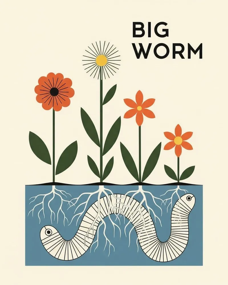 BIG WORM: The Secret Lives of Roots & Friends (Fauna #01) alluminio dibond da Zen Design