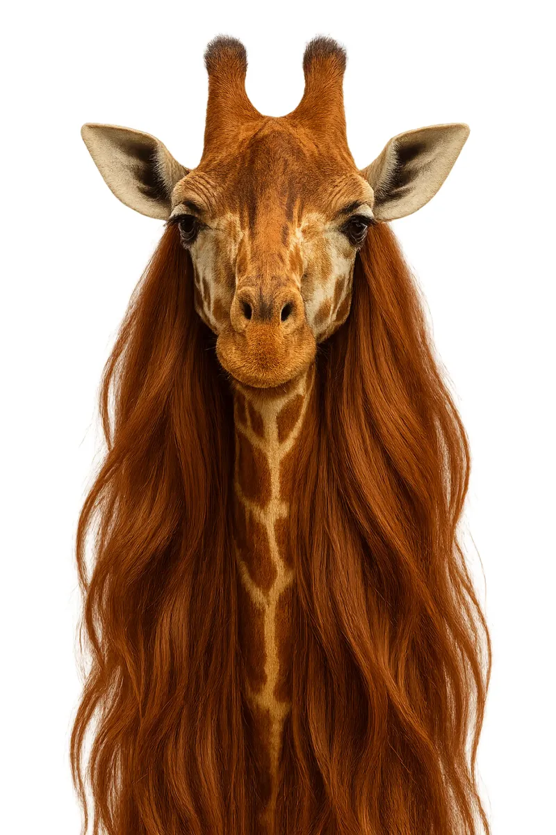 Girafe Glamour - L'icona dai capelli rossi di Parigi poster con telaio in alluminio da So Cute Land - Affiches et posters