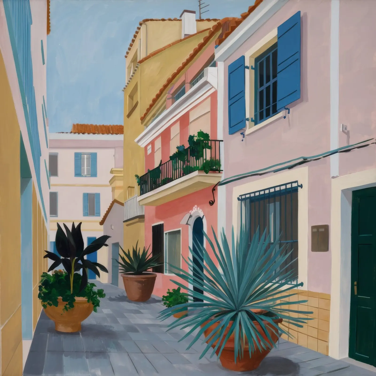 Terracotta Alley Stroll poster con telaio in plastica da Pake Nebula