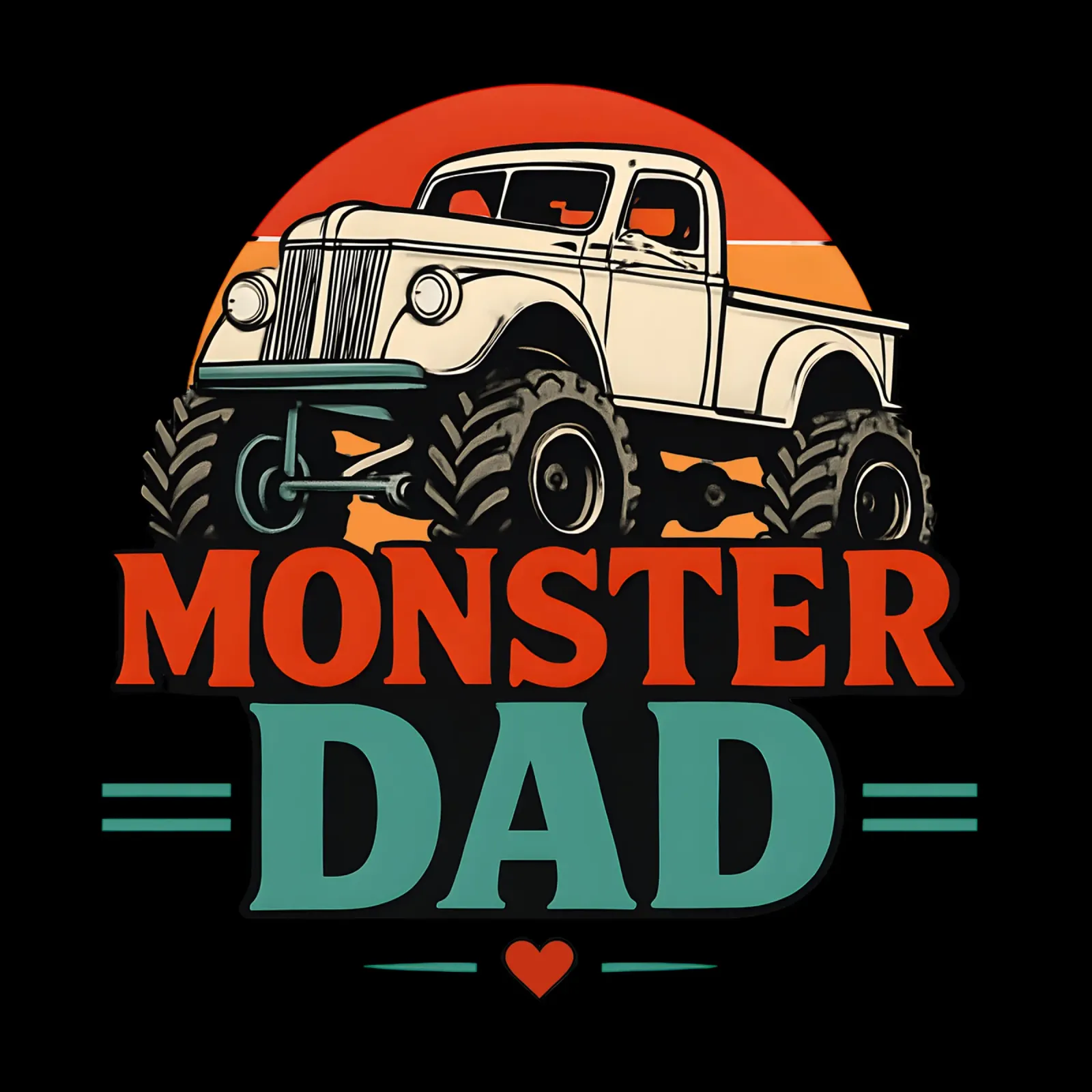 Papa Monster Truck rétro coucher de soleil vintage poster avec cadre en aluminium de LM2KONE