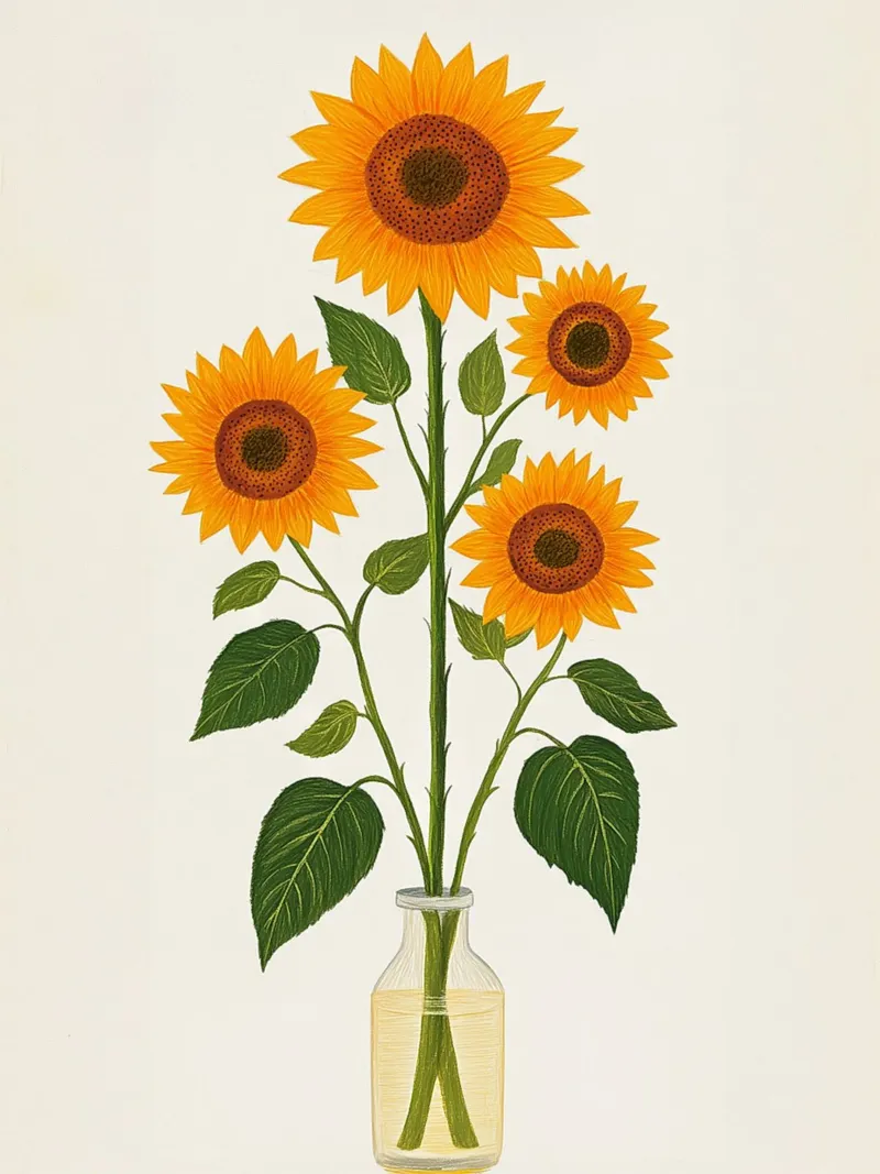 Girasoli in un vaso di vetro pellicola backlit da Curious Canvas