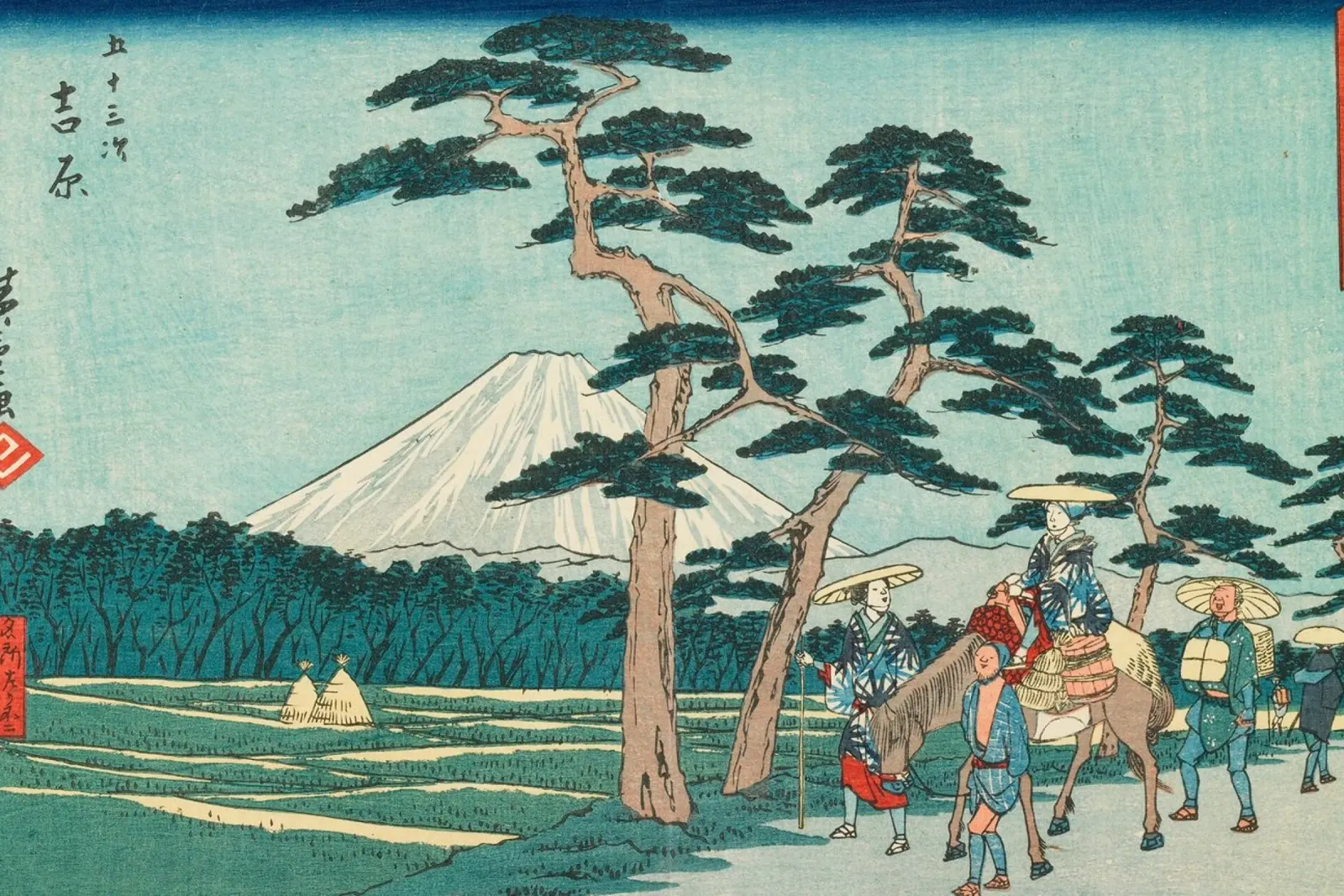 Utagawa Hiroshige - N. 15 Yoshiwara (1856-1858) poster con telaio in alluminio da Wirla