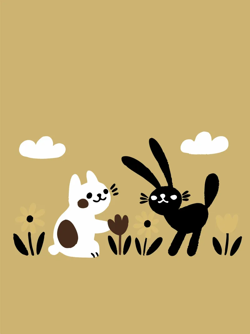Gatto e coniglio giocano pellicola backlit da TRENDY POSTER SHOP