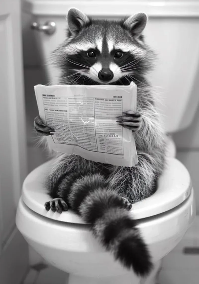Raccoon On toilet canvas by christal shop