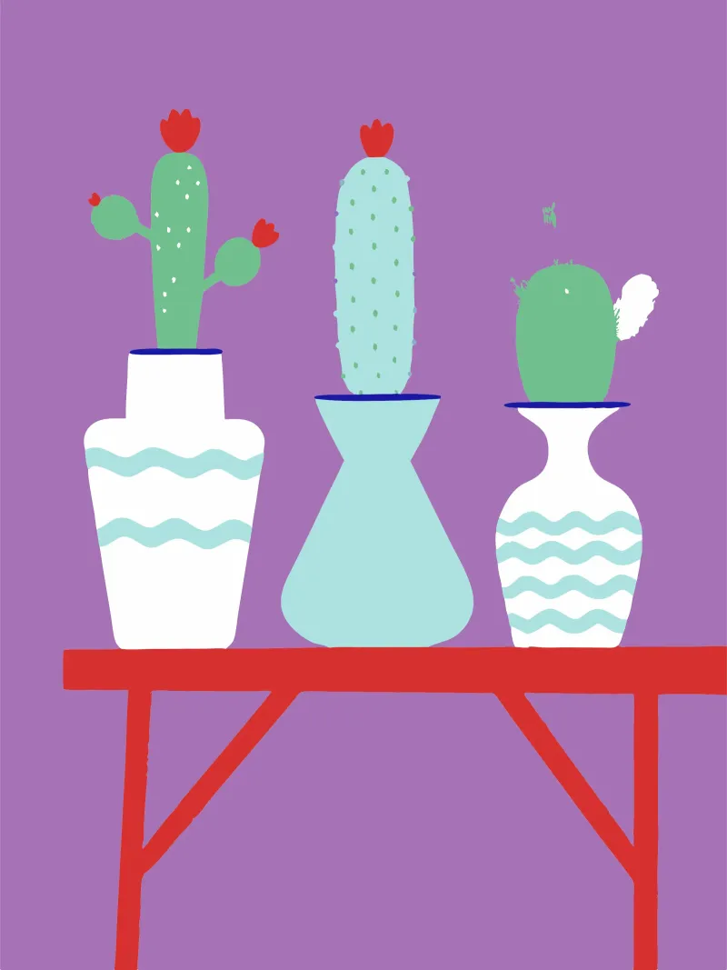 Kaktus-Vase Leinwand von TRENDY POSTER SHOP