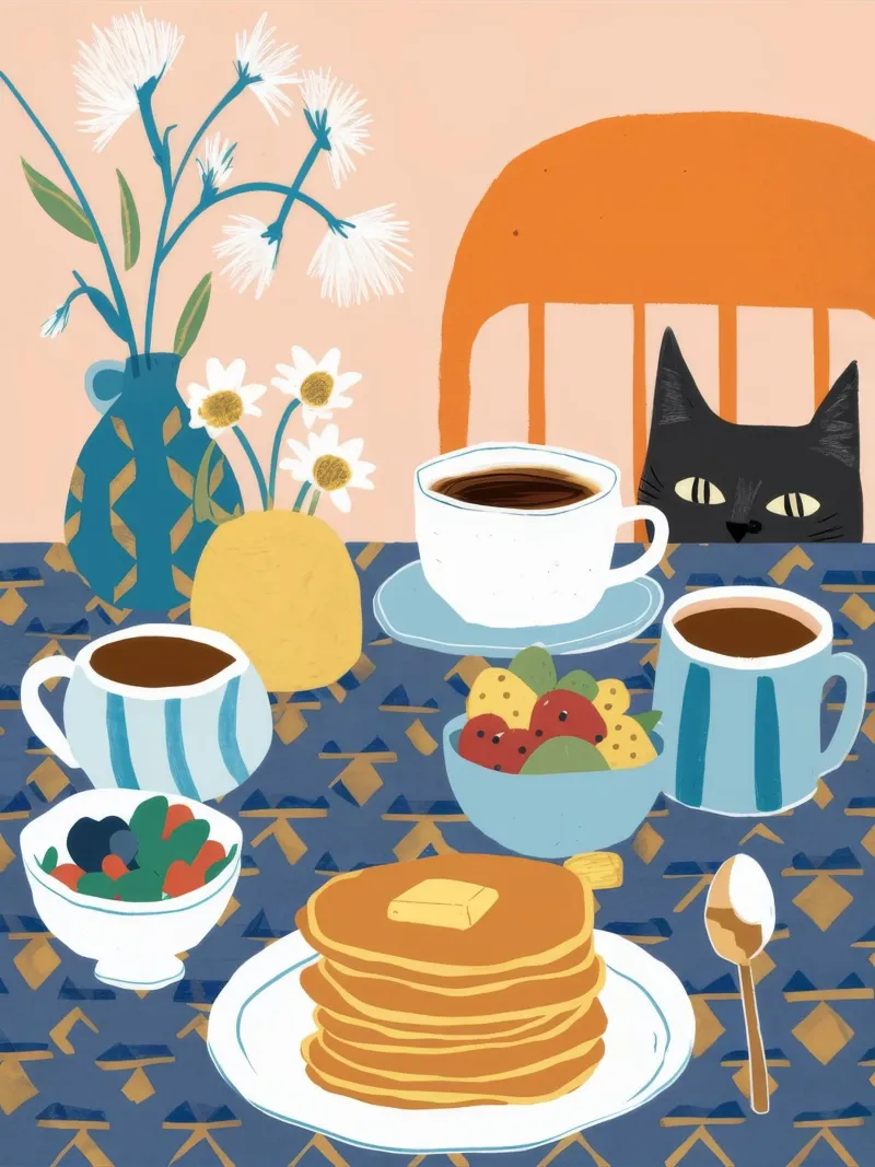 Delizia di pancake e caffè pellicola backlit da Murni Strokes