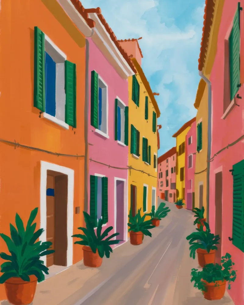 Saffron Alleyway Charm canvas by Murni Strokes