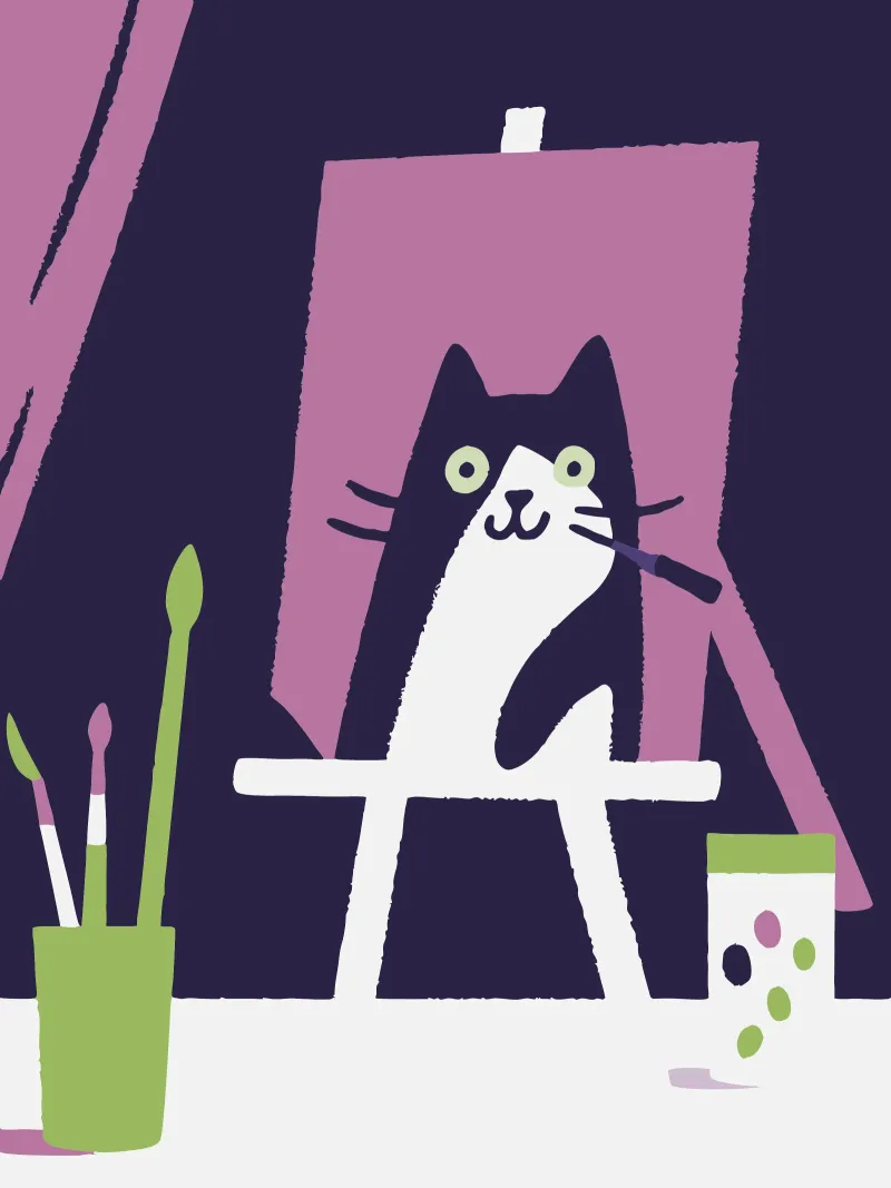 Gatto che dipinge poster da TRENDY POSTER SHOP