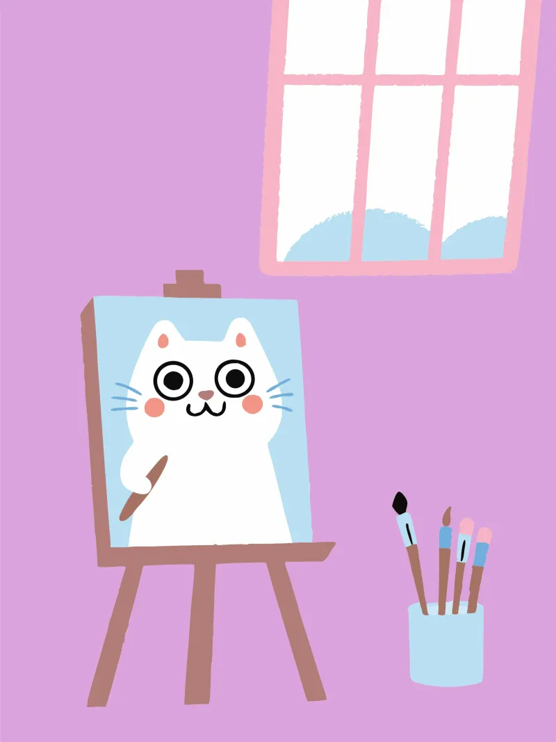 Gatto che dipinge pellicola backlit da TRENDY POSTER SHOP