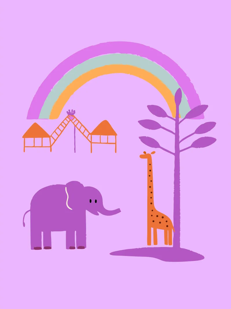 Elephants and Giraffes hahnemühle by TRENDY POSTER SHOP
