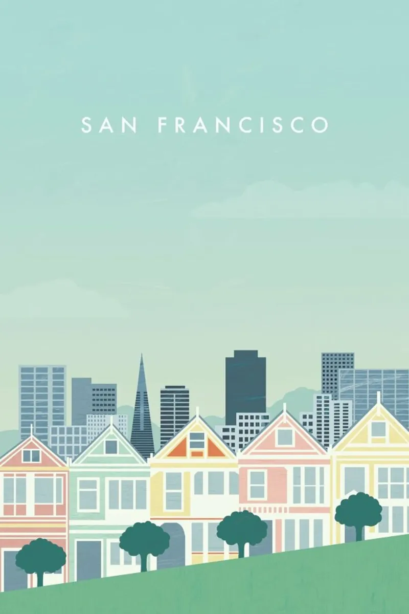 San Francisco poster con telaio in legno da Katinka Reinke