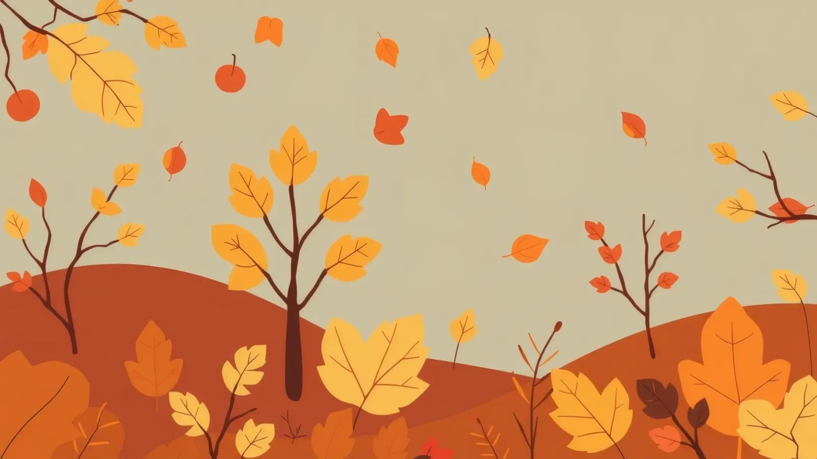 Colorful autumn landscape with falling leaves and bare trees canvas by DesignDoodle