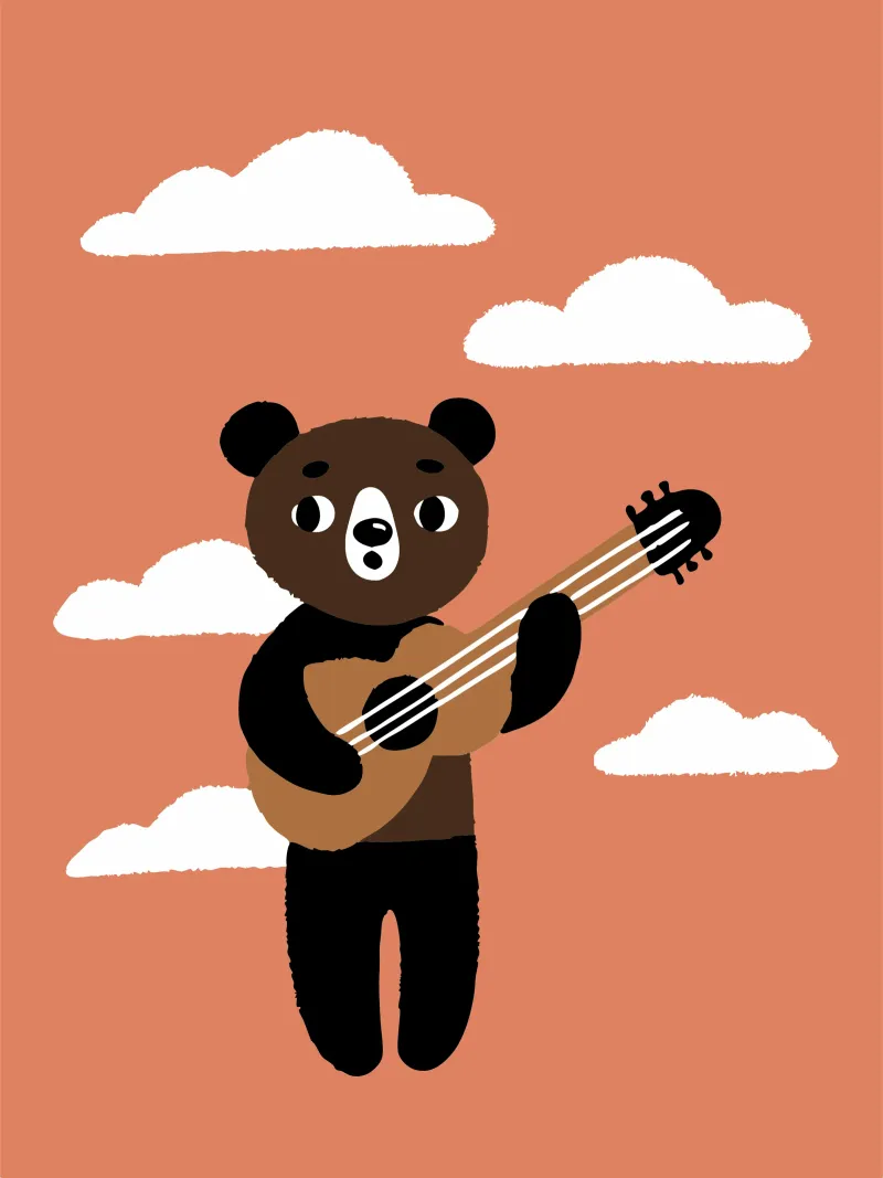 Orso con chitarra plexiglass da TRENDY POSTER SHOP