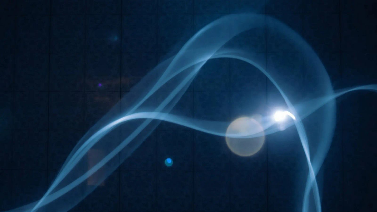 Flowing blue light waves create a calming visual effect canvas by DesignDoodle