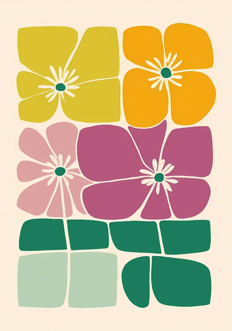 fiori petali steli forme astratte layout rettangolare geom pellicola backlit da Ashish Kashyap
