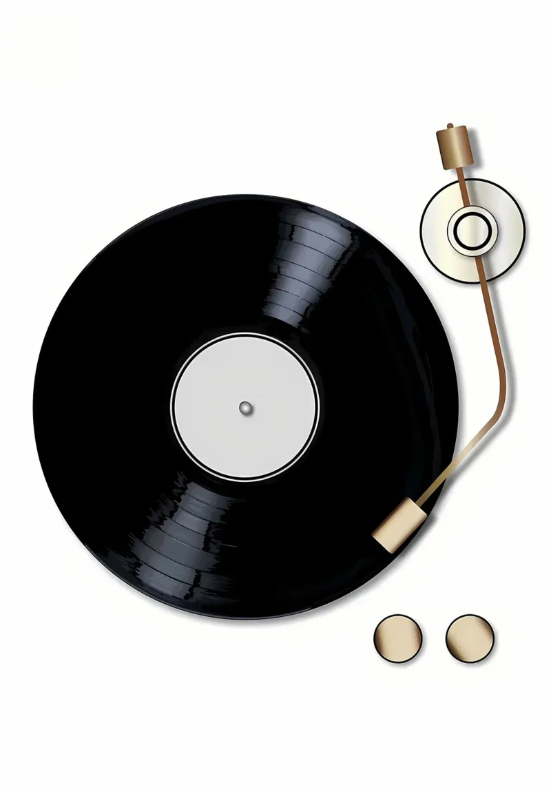 vinyl record turntable music record player needle arm retro poster with plastic frame by Ashish Kashyap