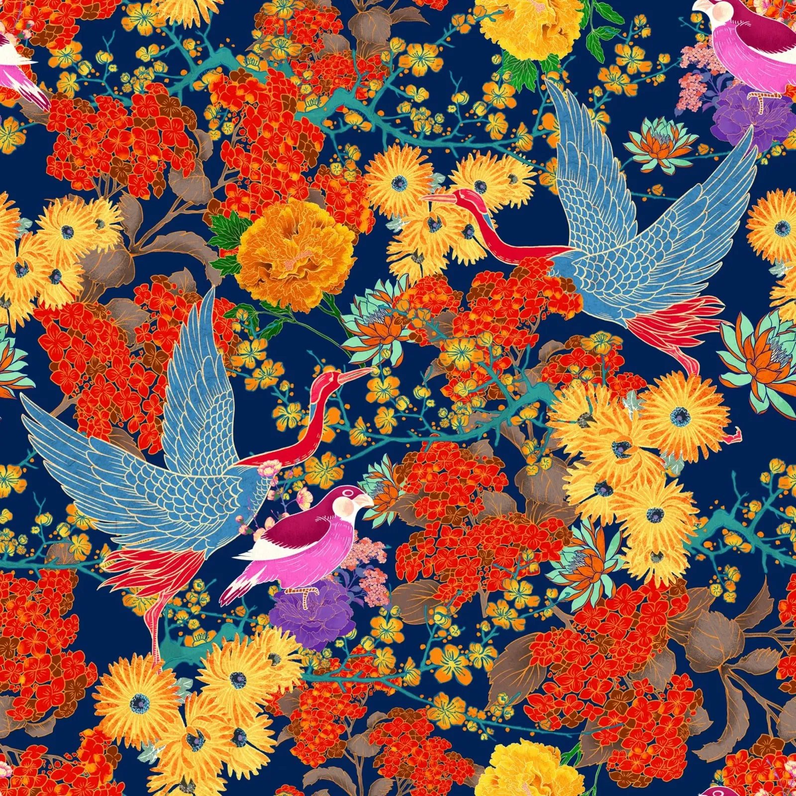 BIRDS AND FLORAL PATTERN pellicola backlit da burcukorkmazyurek