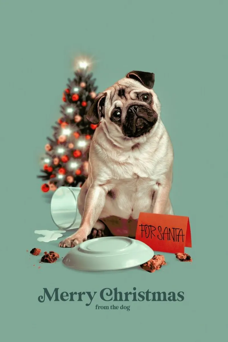 Merry Christmas From The Dog poster con telaio in legno da Jonas Loose