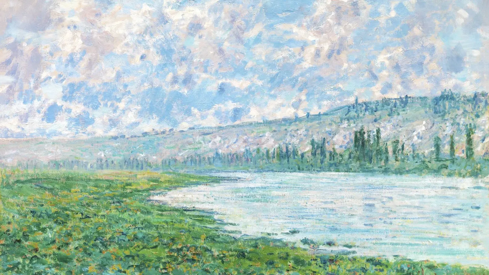 La Senna a Vétheuil (1880) di Claude Monet poster con telaio in legno da Monet Art Prints