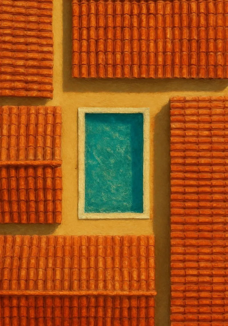 Mediterranean Grid tela con Cornice a cassetta da Mosaic Dialogue
