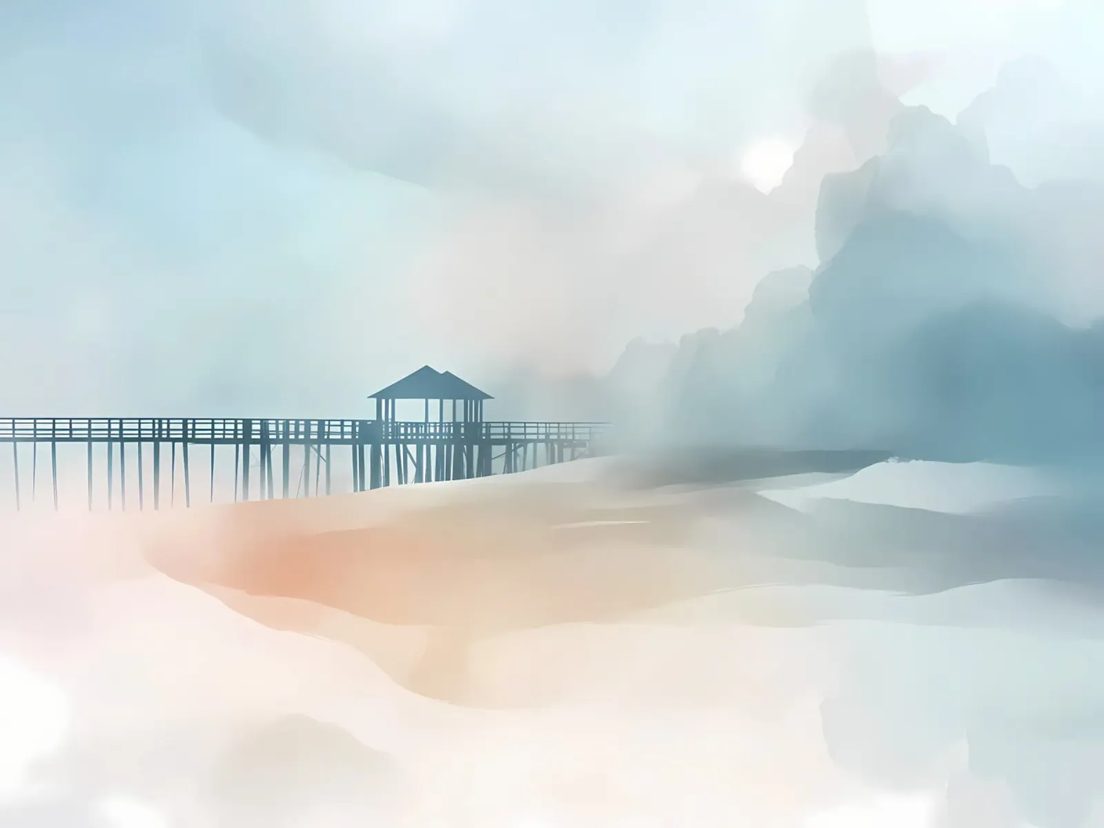 Cabanes Tchanquées Oniriques | Minimalist Watercolours canvas by Une Affaire de Filles