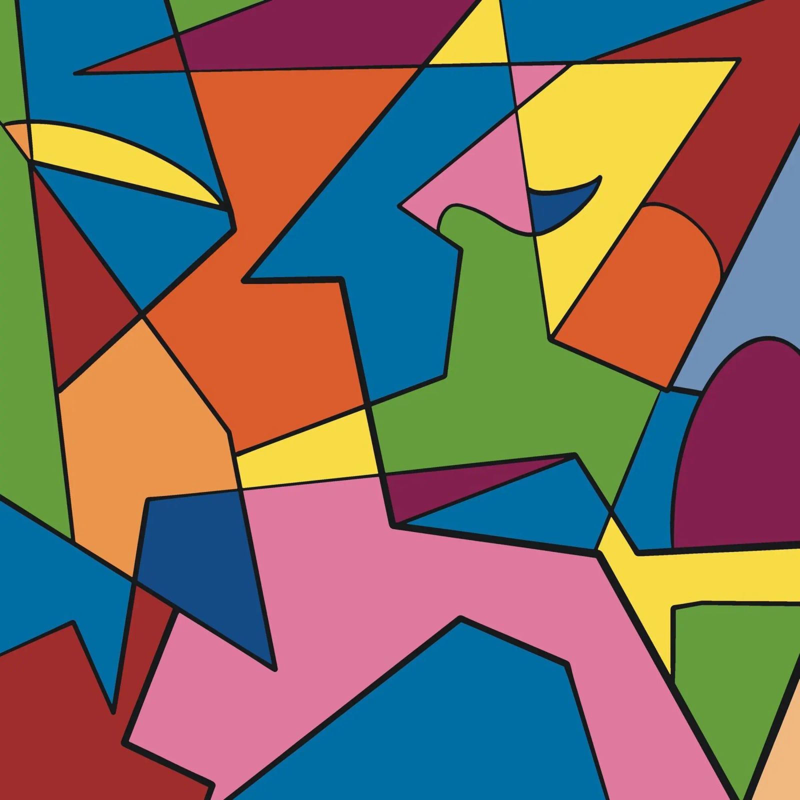 Mosaico a colori quadrato astratto var 2 carta hahnemühle da Little Dean