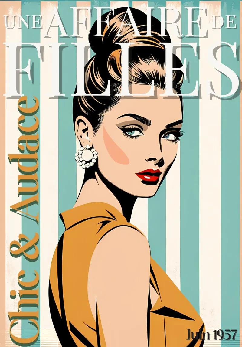 Vintage Magazine Poster - June 1957 alu-dibond by Une Affaire de Filles
