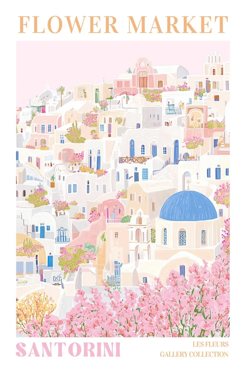 Santorini Print, Flower Market Poster, Floral Print hahnemühle by Gaia