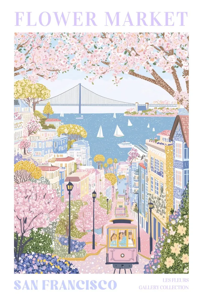 Flower Market San Francisco, Travel Poster canvas by Gaia